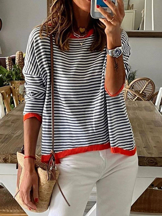 Long Sleeve Loose Neck Pullover Sweater