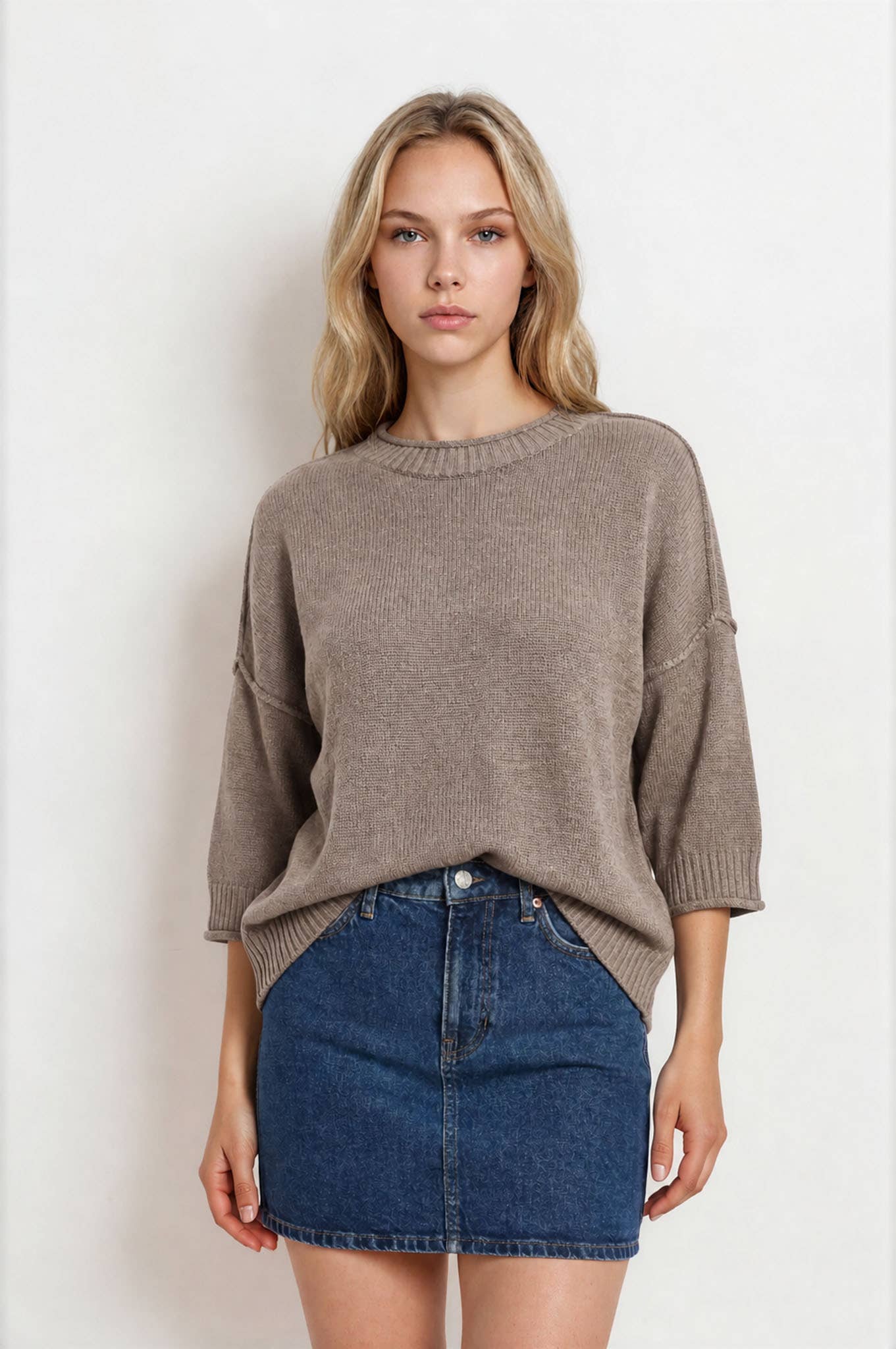 Short Sleeve Sweater - Taupe