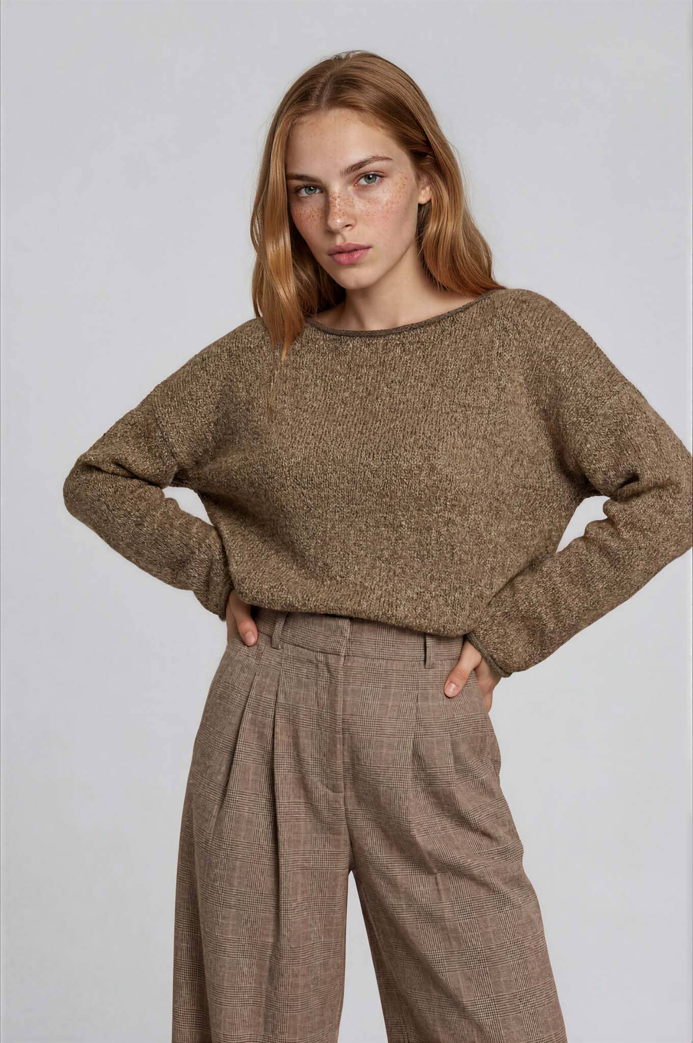 Boat Neck Knit Sweater