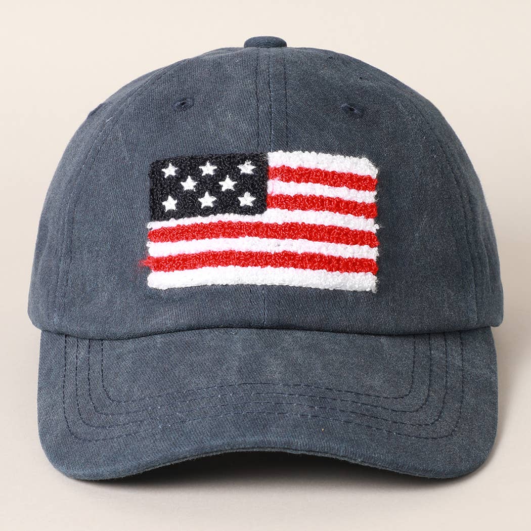 American Flag Chenille Patch Baseball Hat