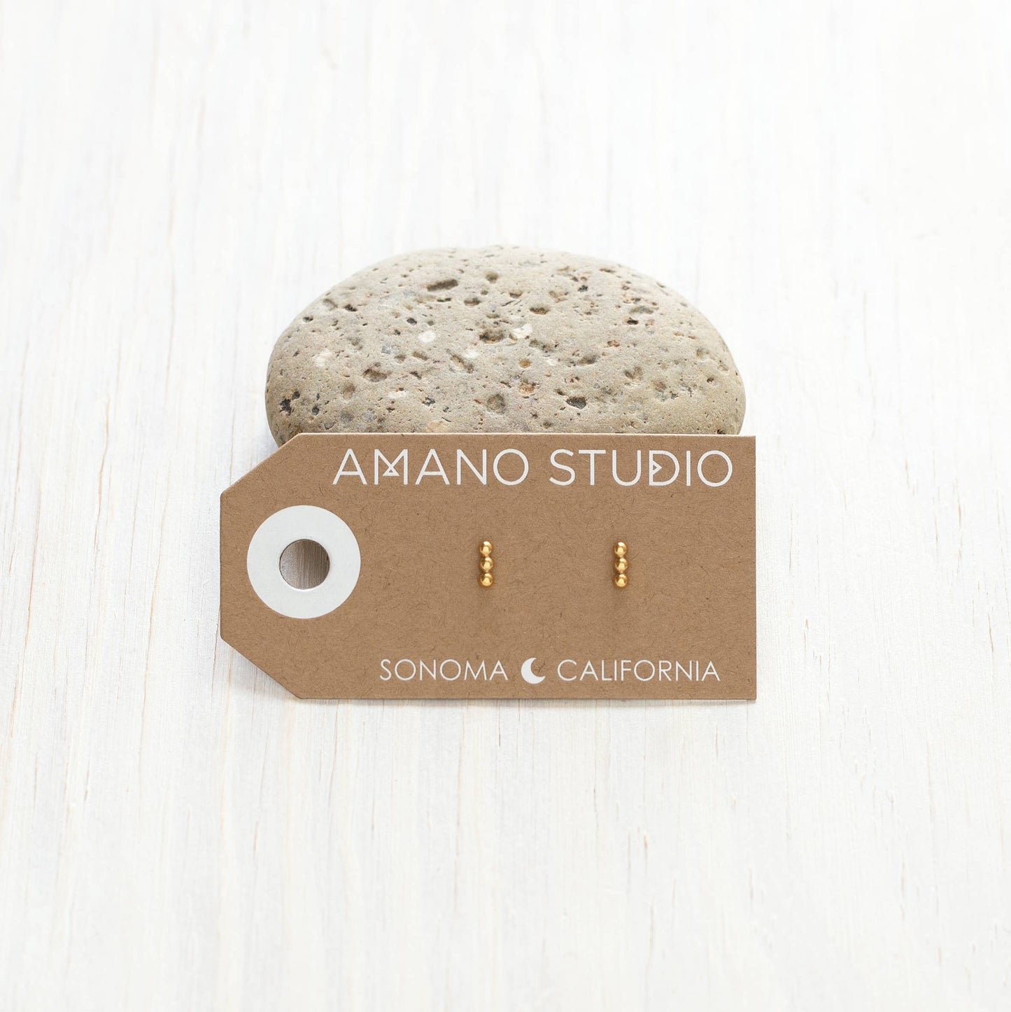 Tiny 3 ball Bar GF Stud Earrings