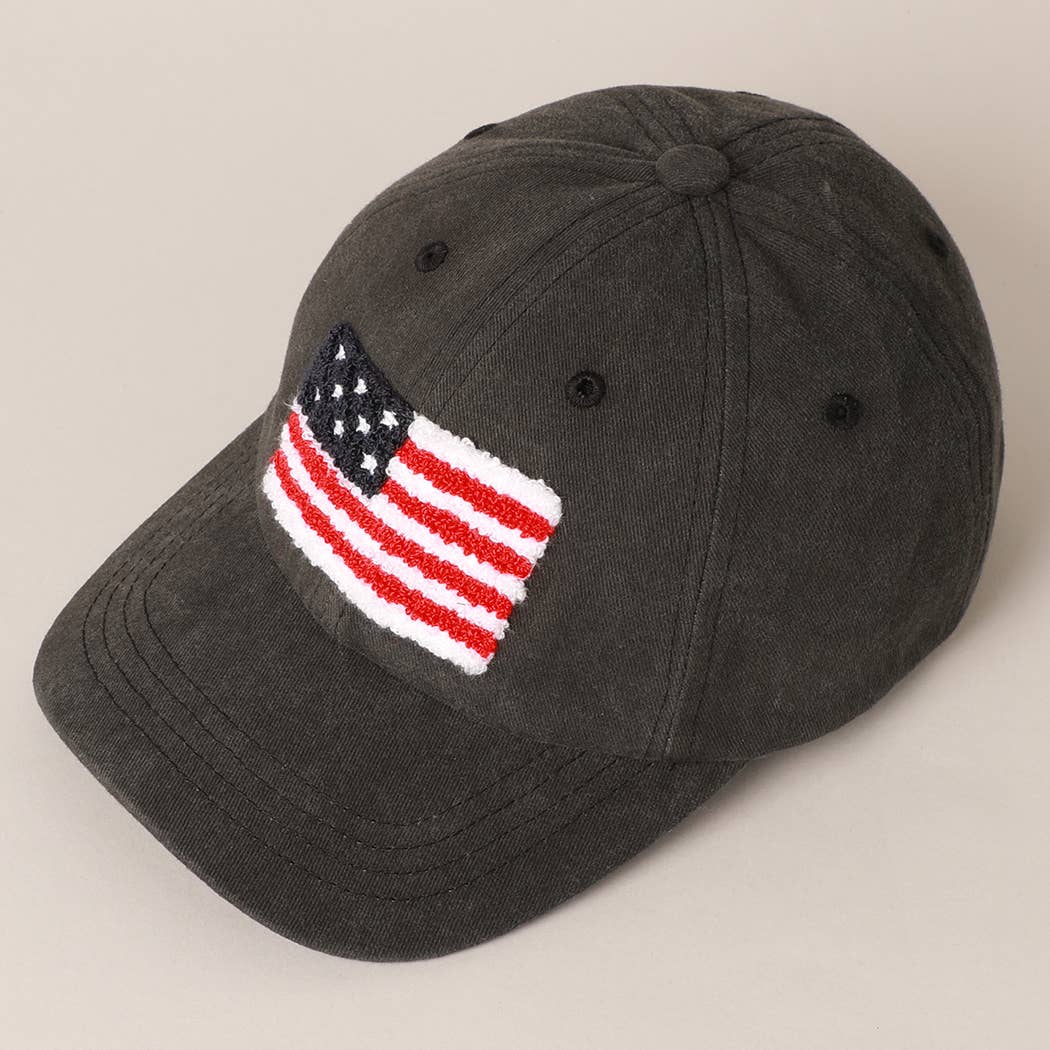 American Flag Chenille Patch Baseball Hat