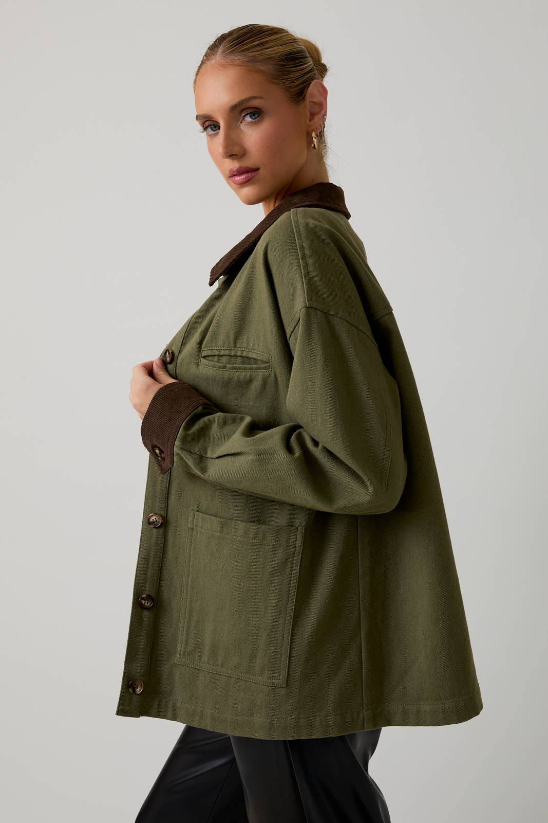 Button-down Barn Coat - Olive