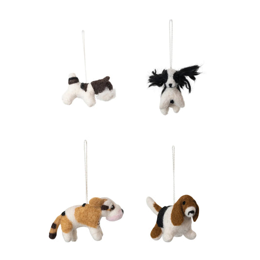 Handmade Wool Felt Dog Ornament, 4 Styles