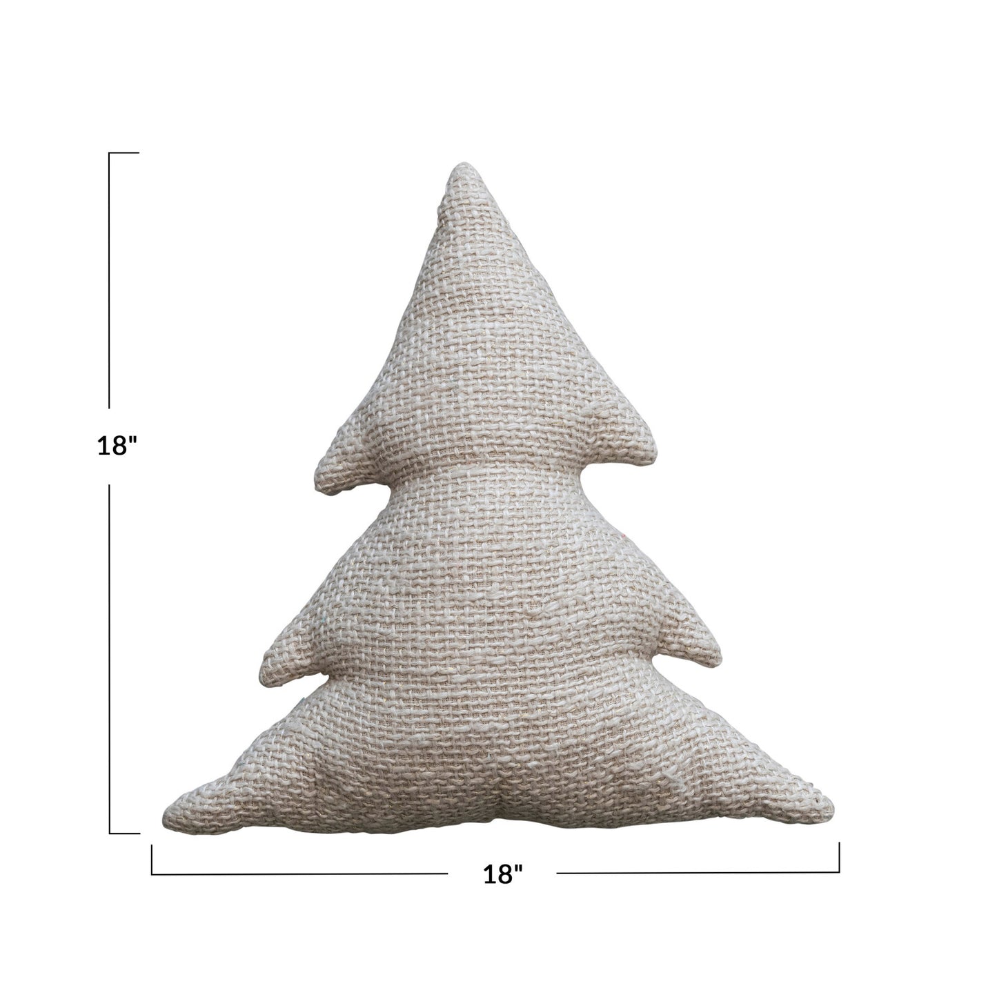 Tree Shaped Pillow w/Metallic Gold Thread - White