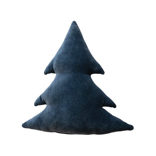 Velvet Tree Shaped Pillow - Navy