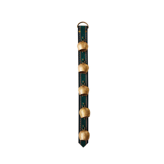 Embroidered Door Hanger with Bells- Green