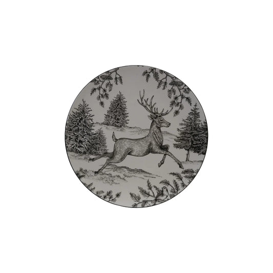 Round Platter w/ Woodland Deer Scene