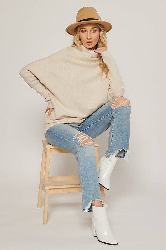 Slouch Neck Dolman Pullover - Shell