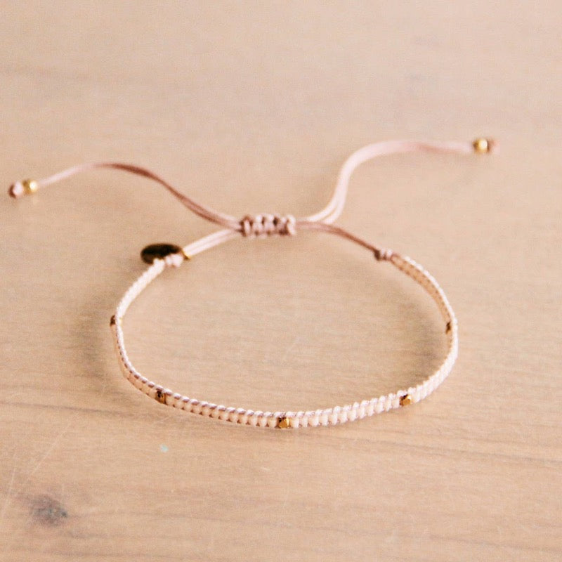 Weaving bracelet with 1 block – nude/goldplated