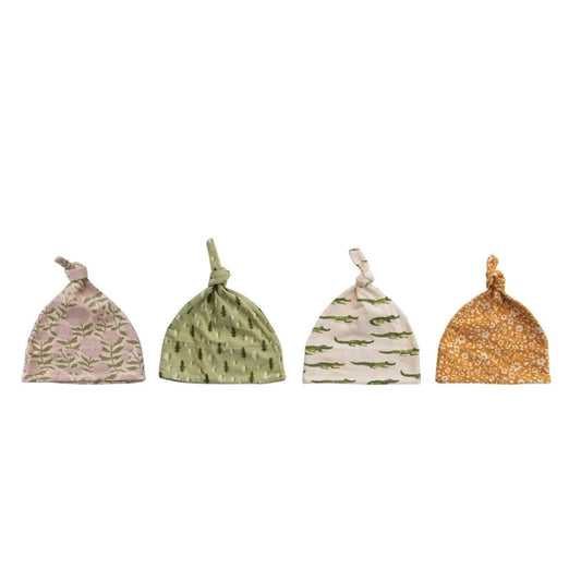 Cotton Baby Knotted Hat with Pattern, 4 Styles