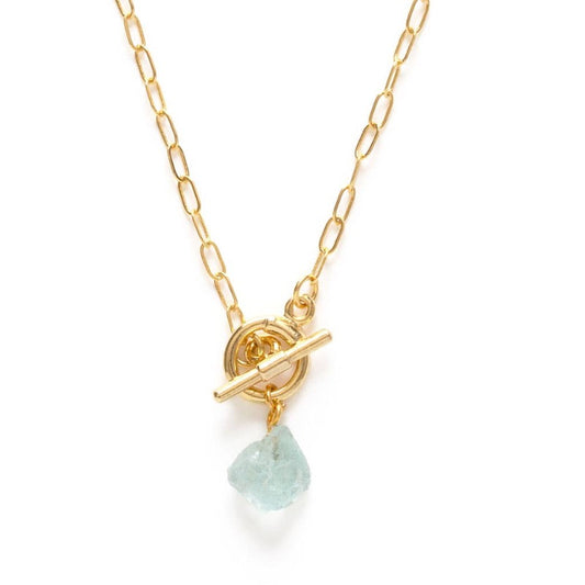 Toggle Clasp with Gemstone Necklace - aquamarine