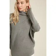 Slouch Neck Dolman Pullover - Dark Gray