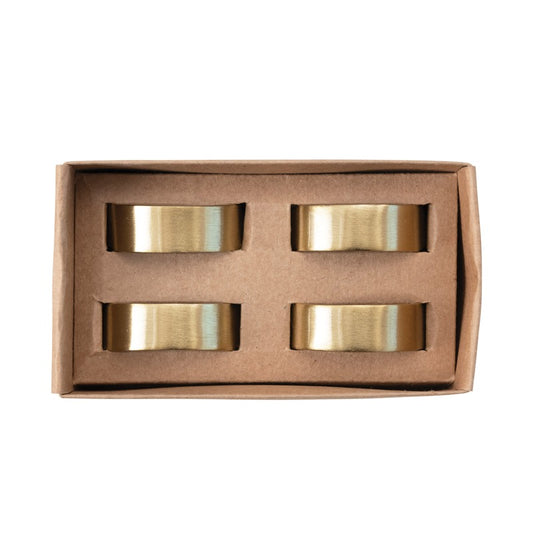 Brass Napkin Rings in Box, Set of 4