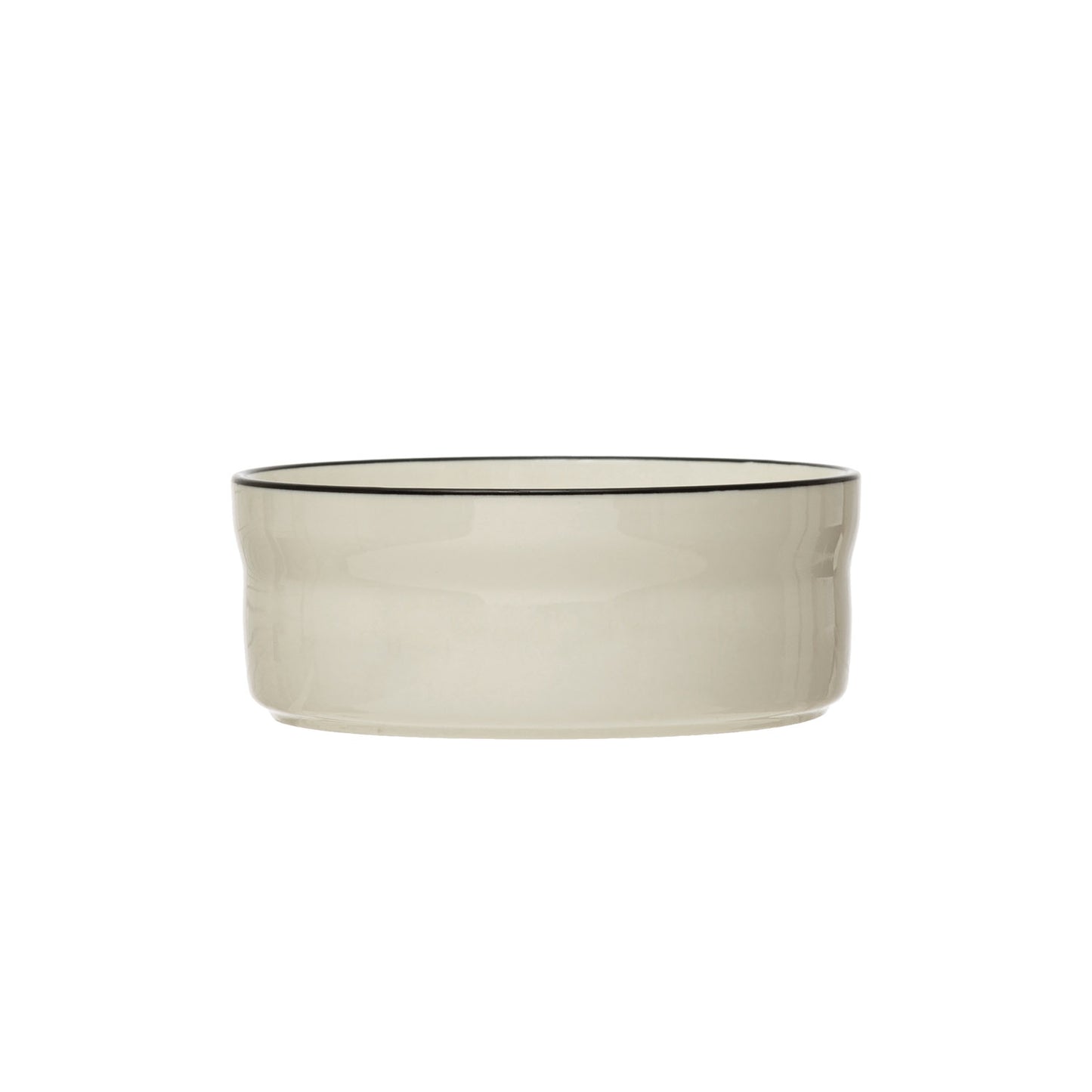 Stoneware Pet Bowl with Black Rim - small