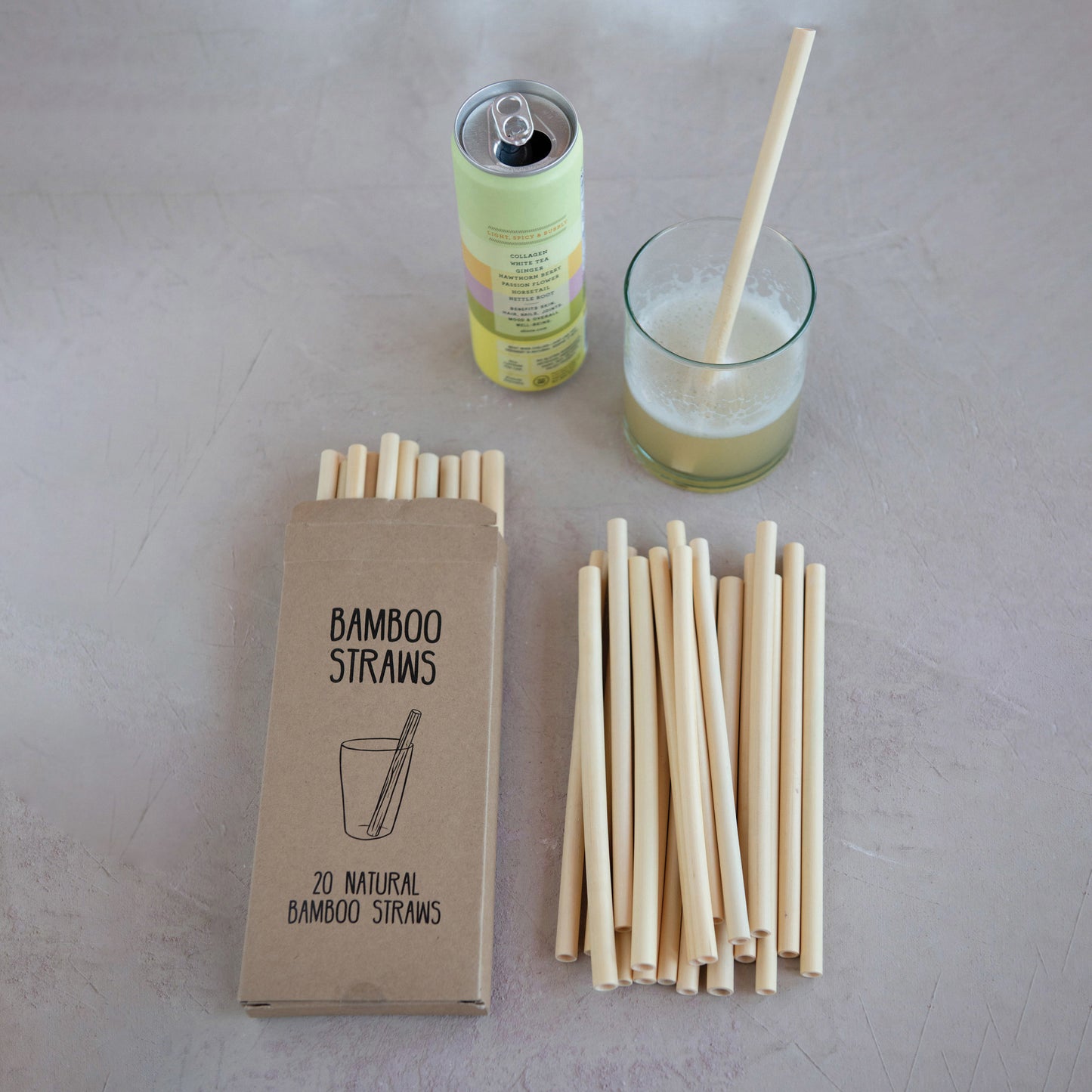 Bamboo Single Use Drinking Straws, Set of 20
