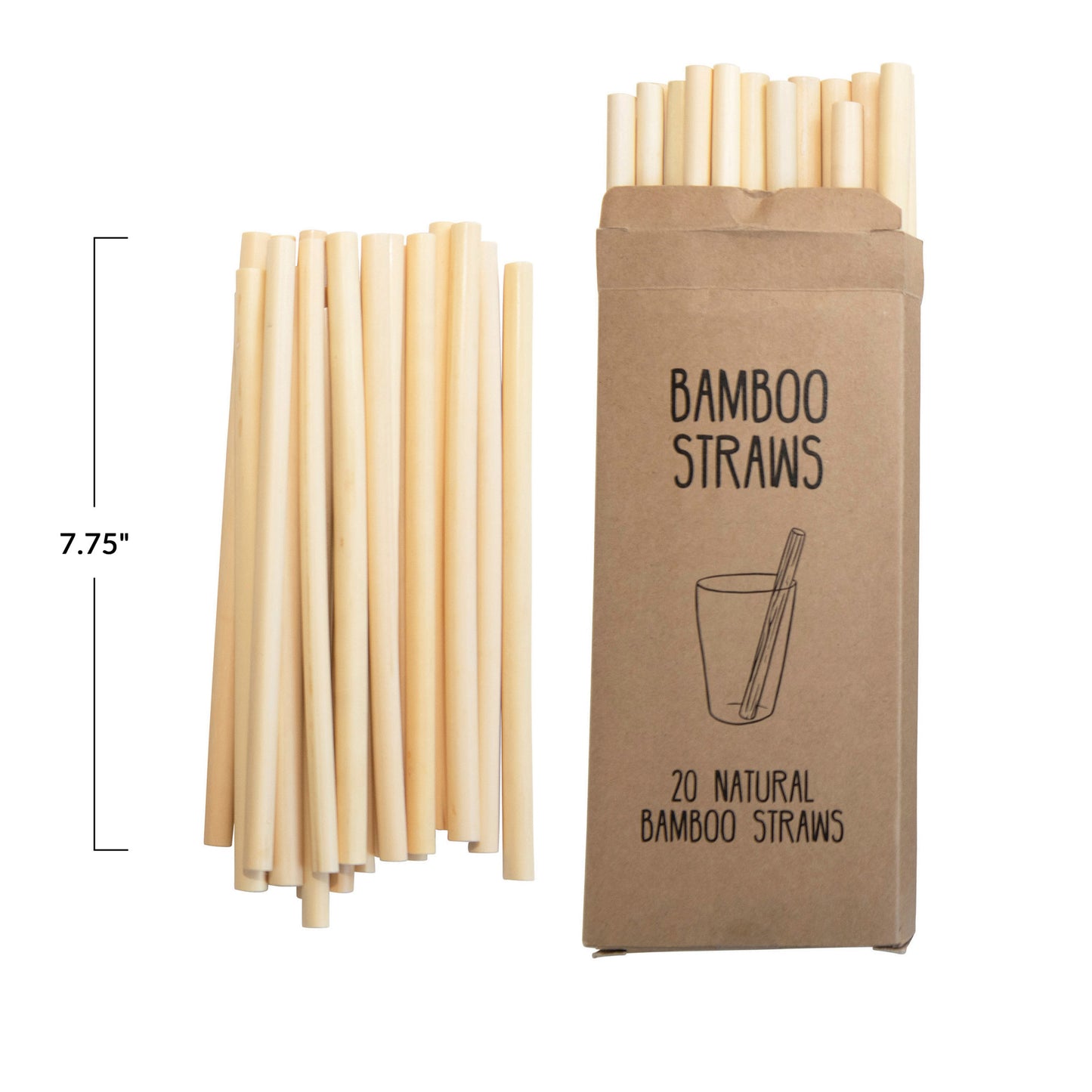 Bamboo Single Use Drinking Straws, Set of 20